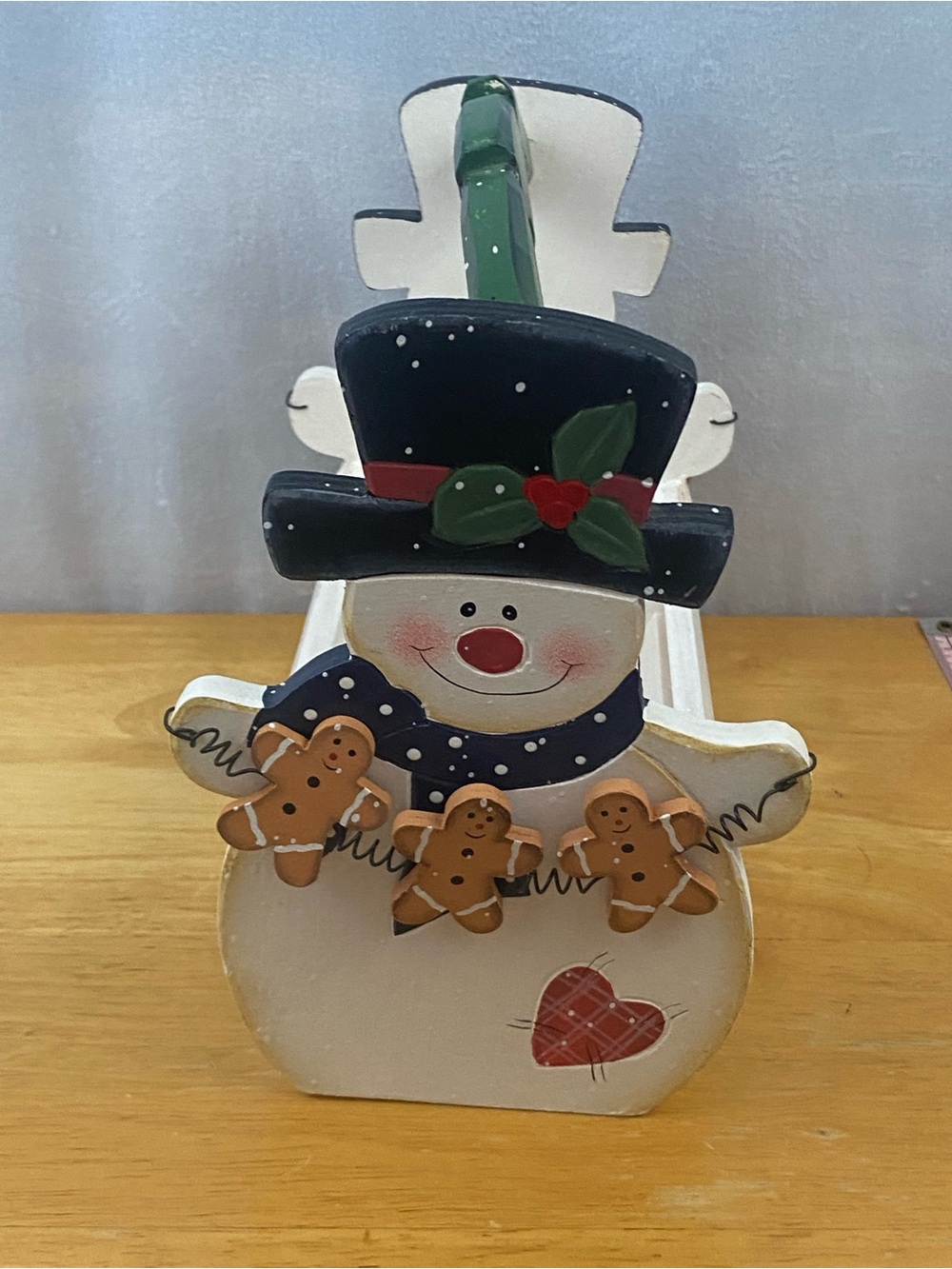 Festive Snowman Wooden Basket